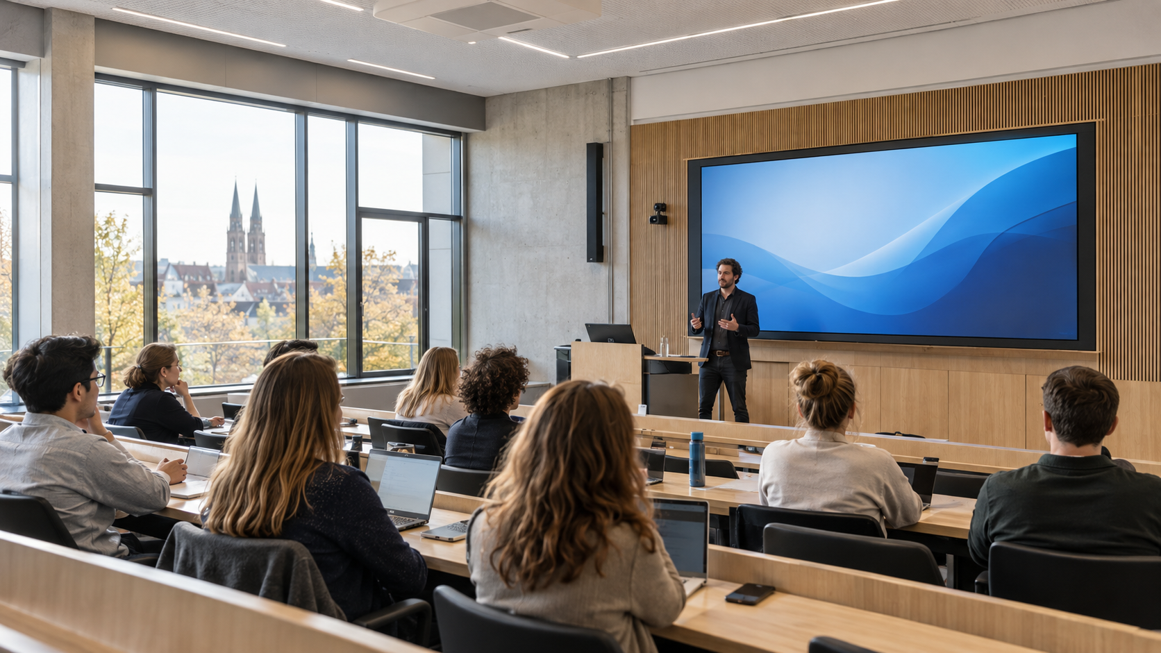 Hochschule mit SmartFox-Display im Seminarraum