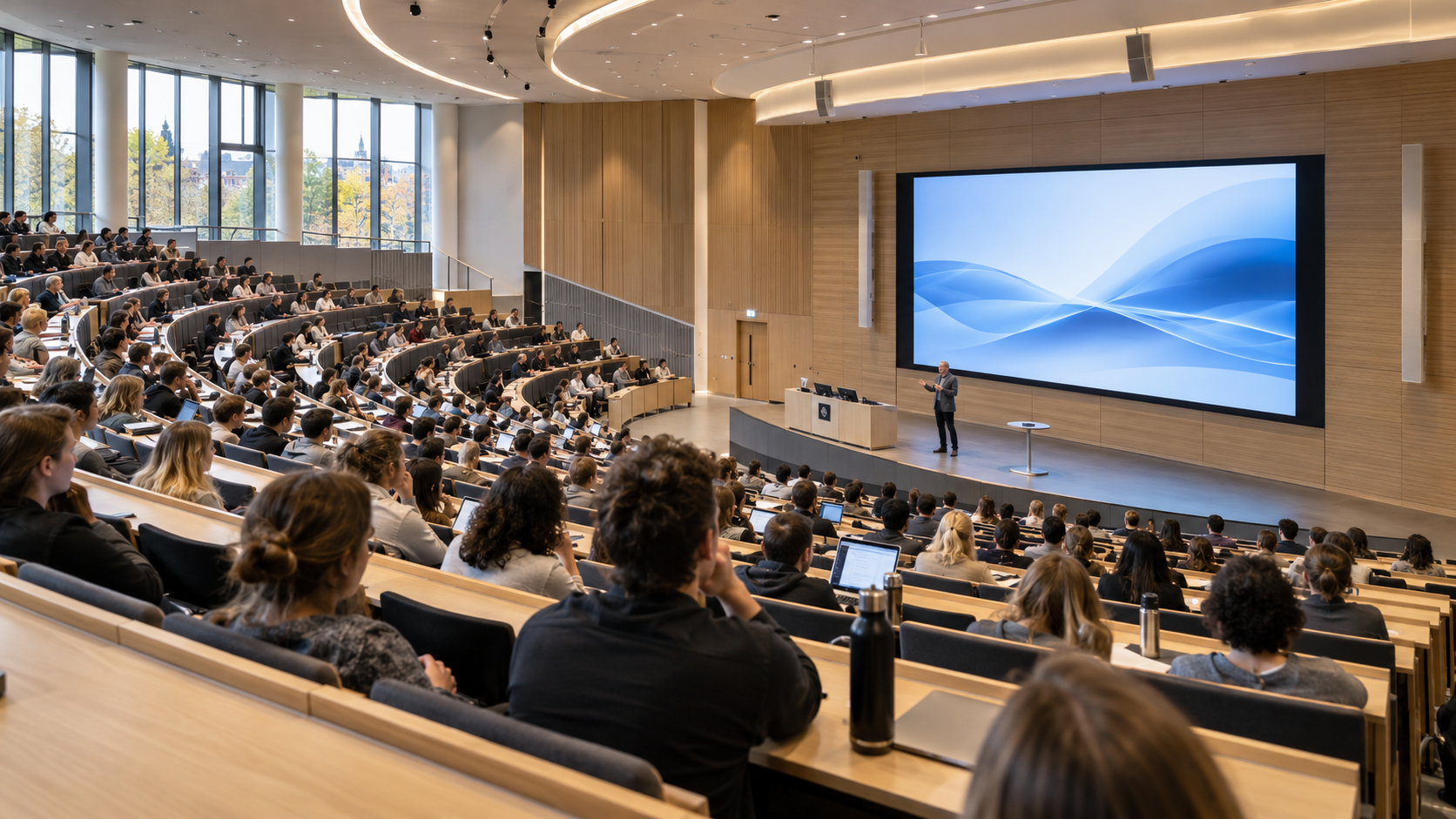 Großer Hörsaal mit SmartFox-gesteuerter Medientechnik